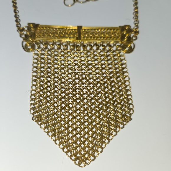 Jewelry - Vintage Brass Chainmail Gold Mesh Necklace